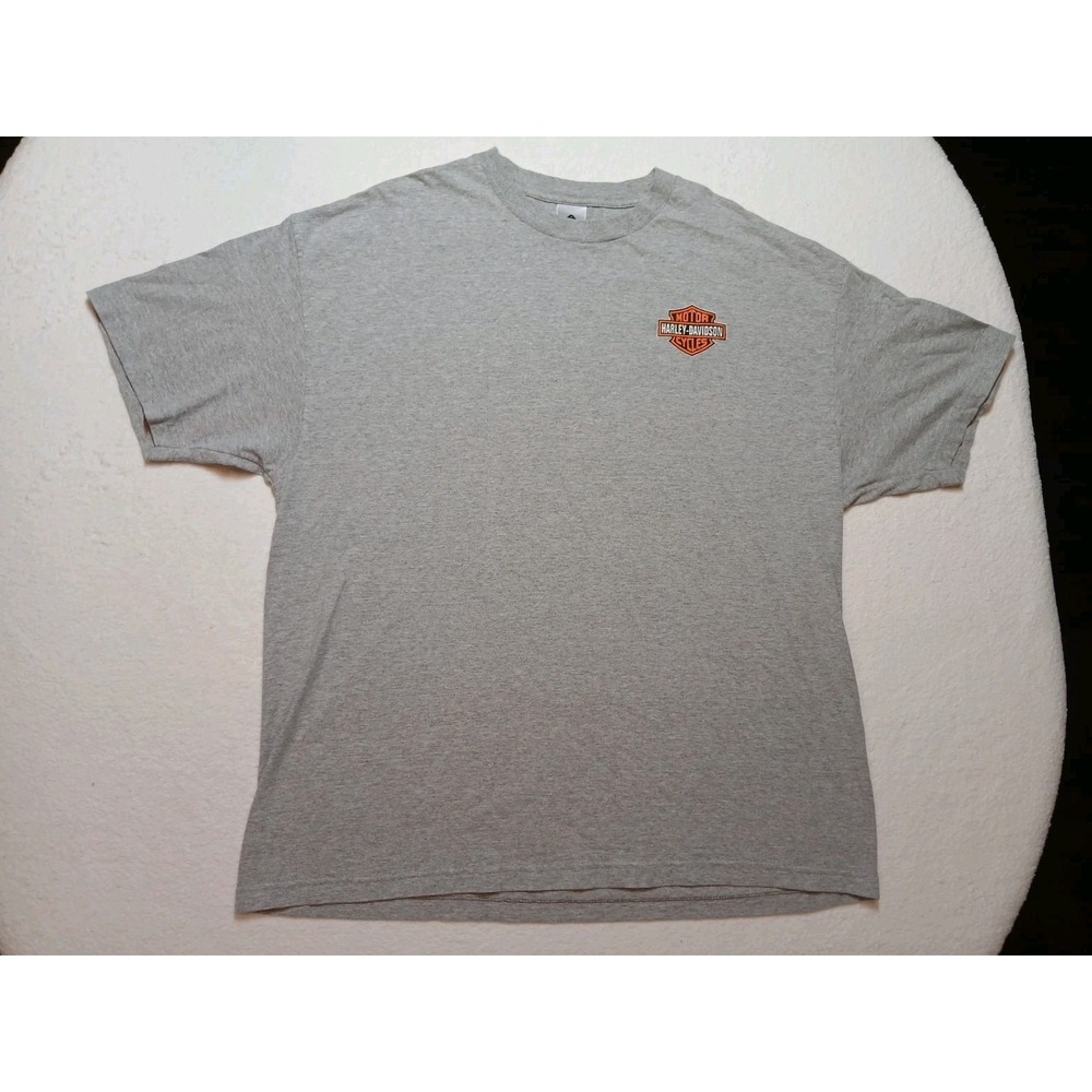 Harley Davidson Y2K Gray Short Sleeve T-Shirt Classic Logo Tee Men's Size 2XL